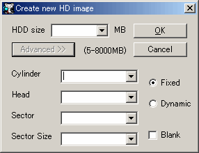 Create New HD image - Advanced